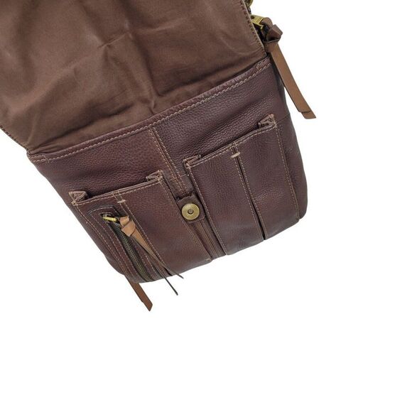 Vtg Fossil Morgan Brown Pebble Leather Crossbody Bag Multiple Pockets Adjustable - Picture 7 of 16